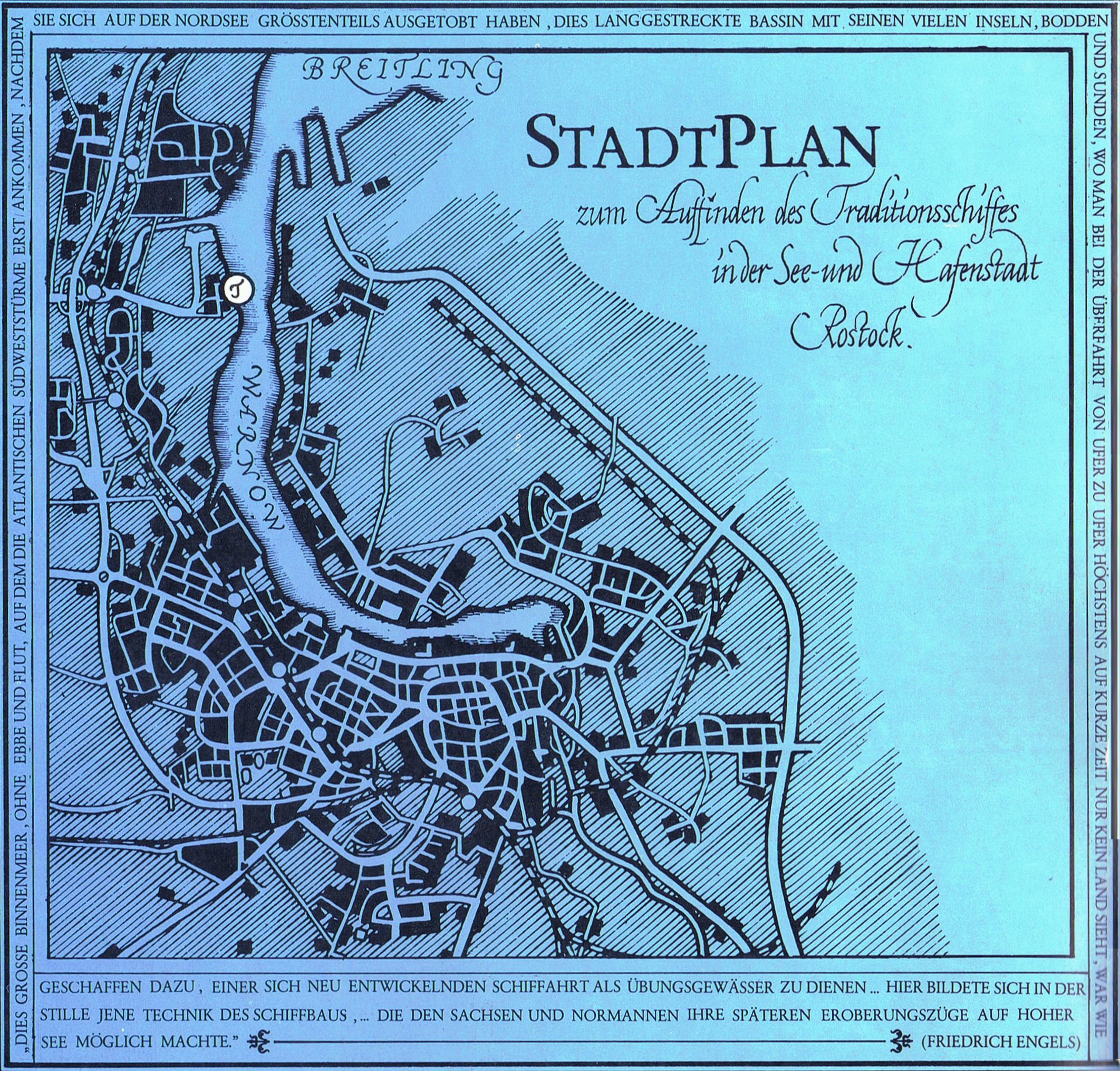 Stadtplan zum Auffinden des Traditionsschiffes in Rostock ../../xlmedia/slr-rostock-stadtplan-1988.jpg